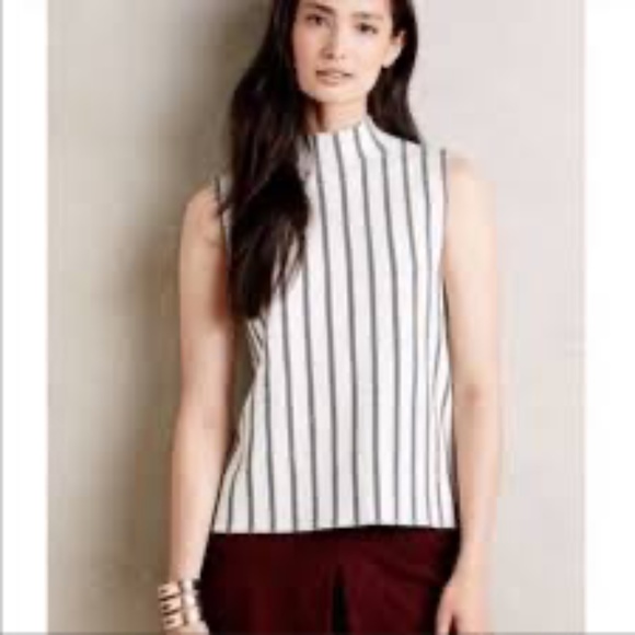 Moth by Anthropologie stripe mock neck tank - Picture 1 of 5